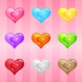 Hearts Candy Block Puzzle Colorful match 3 button glossy jelly. Royalty Free Stock Photo