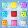 Block Puzzle Cube any emotion. Colorful match 3 button style candy. Royalty Free Stock Photo
