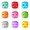 Block Puzzle Cube any emotion. Colorful match 3 button style candy. Royalty Free Stock Photo
