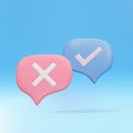 3d Assignment tasks icon. Speech bubbles with marks. Vector illustration