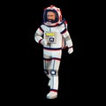 3d Astronaut in spacesuit walking - isolated illustration in low poly style.