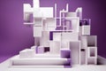 3d Asymmetric flexibility geometric lilack and white Architecture Royalty Free Stock Photo