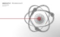 3D atom accelerator particle collider. Science physics atomic power research concept design. Modern molecular micro lab