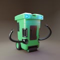 3d automated cybernetic robot droid cleaning and janitor function automaton