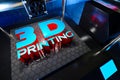 Automatic three-dimension 3d printer printing and typography object 3D Printing word from hot molten plastics.