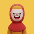 3D Avatar Orange Shirt Woman with Red Hijab Character