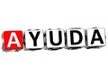 3D Ayuda Block Text on white background