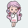 Virgo girl horoscope cartoon vector illustration