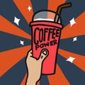 Coffee power ice cup in hand vector illustration