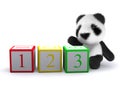 3d Baby panda bear with counting blocks