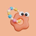 3D Baby Teething Ring, Cute Baby elements, 3d rendering