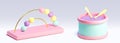 3d baby toy cute object set with drum vector icon