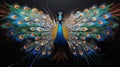 3d background colorful peacock with black background Royalty Free Stock Photo