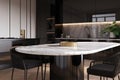 3d background decoration design interior splay product sunlight splashback mosaic gray cupboard counter kitchen brown chair