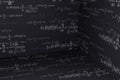 3d background of equations and formulas for mathematics, algebra, logarithms and derivatives, science and engineering background