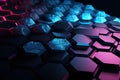3D background of hexagons with blue and pink geometric shapes. Generative AI Royalty Free Stock Photo