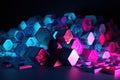 3D background of hexagons with blue and pink geometric shapes. Generative AI Royalty Free Stock Photo