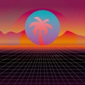 3D Background Illustration Inspired by 80 s Scene, synthwave and retrowave music