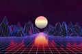 3d background Illustration Inspired by 80's Scene synthwave and retrowave