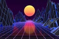 3d background Illustration Inspired by 80's Scene synthwave and retrowave