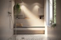 3d background product design interior window shadow leaf sunlight floor mosaic rail shower adjustable shelf wall recessed bathroom