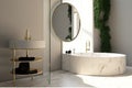 3d background product design interior window sunlight floor mosaic shelf wall recessed bench shower bathroom luxury modern mirror