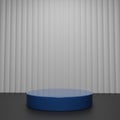 Realistic 3D stand blue podium on white background.Luxury minimal scene for mockup products showcase.