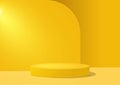 3d background. Yellow geometric shape platform. Pedestal scene with for product, advertising, show, award ceremony.