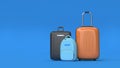 3d bag-luggage blue background 3d render going travel transportation concept