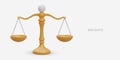 3D balance scales. Symbol of justice. Balance, equilibrium