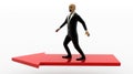 3d bald head man running on red arrow Royalty Free Stock Photo