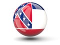 3D ball icon with flag of mississippi. United states local flags Royalty Free Stock Photo