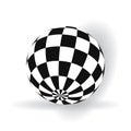 3d ball with squares of black and white on a plane. Volumetric object Royalty Free Stock Photo