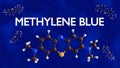 A 3D rendering of the Methylene Blue molecule or Methylthioninium Chloride Royalty Free Stock Photo