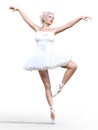 3D ballerina in white tutu.