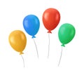 3D Balloon set in cartoon style. Bunch of realistic balloons for birthday and party. Flying ballon with rope. Royalty Free Stock Photo