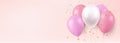 3d balloons with ribbon. Royalty Free Stock Photo