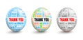 3D balls with words Thanks in different languages