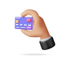 3D Bank Card in Hand Isolated