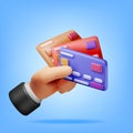 3D Bank Card in Hand Isolated