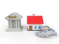 3d bank house loan concept