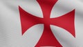 3D Knights templars flag on wind. Catholic military order medieval banner