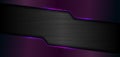 3D banner web template geometric purple glow shiny metallic on black metal background and texture