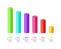 3d Bar chart, graph diagram color cylinder statistical business infographic vector illustration. Royalty Free Stock Photo