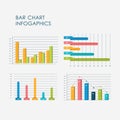 3D Bar Chart Infographics Elements Set Vector Flat Design, Sign, Icon Full Color Royalty Free Stock Photo