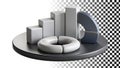 3D bar chart with segment, data visualization, business graph, analysis png transparent image Generative AI