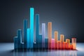 3D bar chart, uptrend arrow Symbolizes business growth and profit