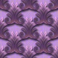 3d Baroque seamless pattern. Textured grunge background. Luxury repeat vector backdrop. Baroque style ornaments in violet purple Royalty Free Stock Photo