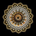 3d Baroque vector round zigzag mandala pattern. Ornamental floral background. Geometric greek key meanders circle zig zag ornament Royalty Free Stock Photo