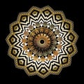 3d Baroque vector round zigzag mandala pattern. Ornamental floral background. Geometric greek key meanders circle zig zag ornament